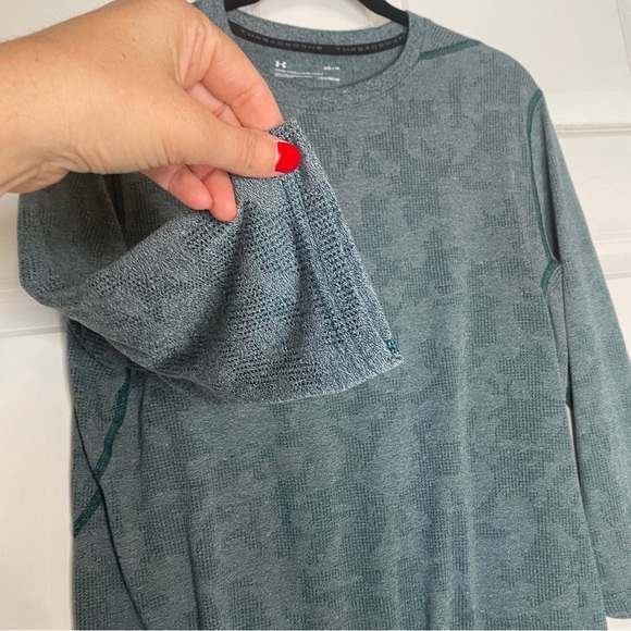 Under Armour Fitted Heather Green HeatGear 3/4 Sleeve Pullover Shirt Size Medium - Picture 3 of 7